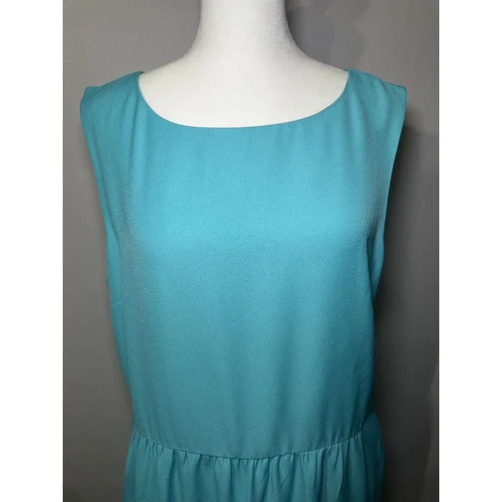 J. CREW Turquoise Sleeveless Ruched Crepe Tank‎ Dress Size 12 Outdoors, Brunch